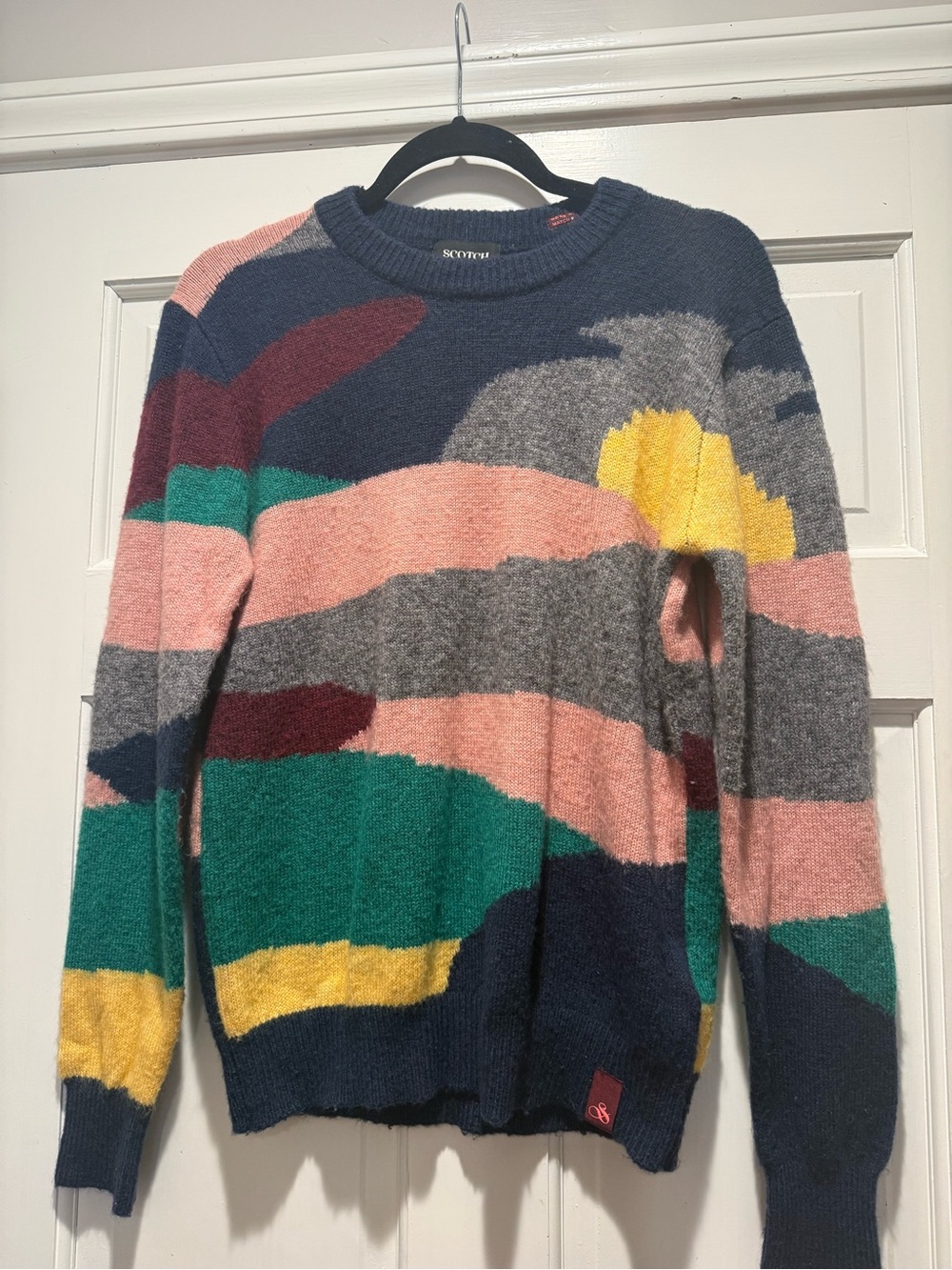 Scotch & Soda Navy Multicolor Abstract Crewneck Sweater